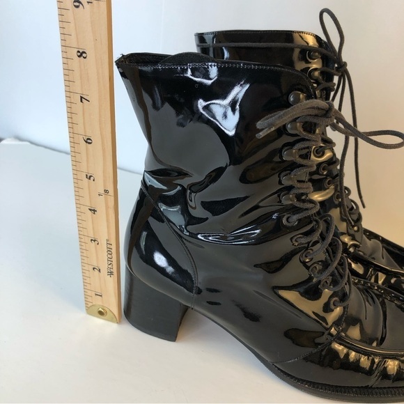 KELIAN Studios black patent leather lace up combat boots 8 - Picture 6 of 10